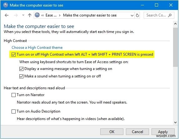 Windows 10에서 고대비를 켜거나 끄는 3가지 방법