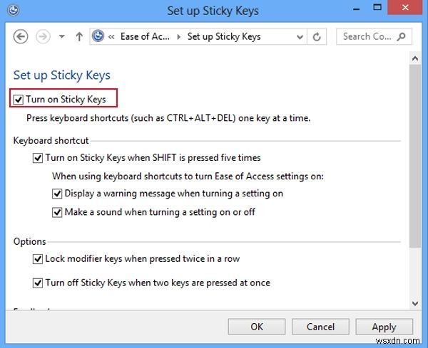 Windows 10에서 고정/필터 키(팝업 대화 상자)를 영구적으로 끄는 방법