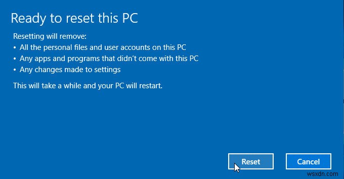 Windows 10을 재설정하고 모두 제거하는 방법