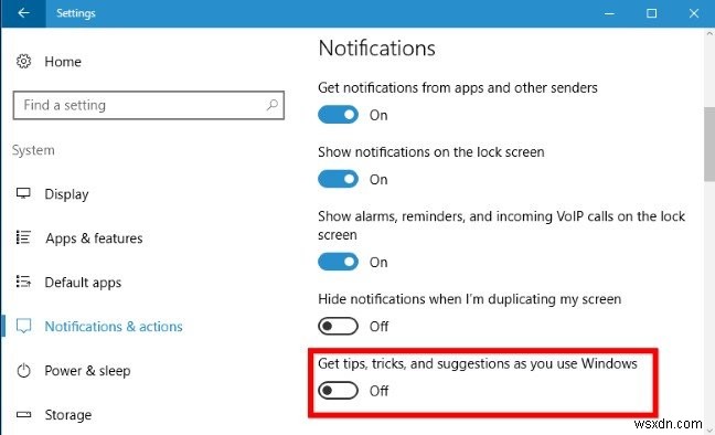 Windows 10에서 팁, 요령 및 제안을 끄는 방법