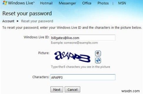 잊어버린 Windows Live ID 암호를 재설정하는 방법