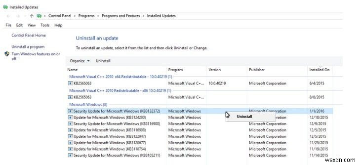 Windows 10 보안 업데이트(KB3132372) 앱 충돌, 해결 방법