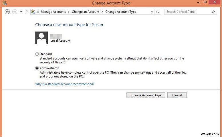 Windows 8.1 및 8에서 사용자 계정 유형을 변경하는 방법
