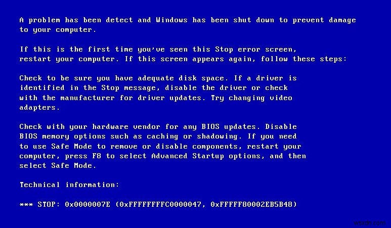 Windows 7에서 중지 오류 코드 0x0000007E를 수정하는 방법