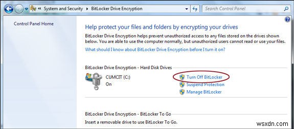 Windows 7에서 BitLocker 드라이브 암호화를 제거하는 방법