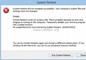 수정 방법:오류 0x80070005와 함께 시스템 복원 실패(Windows 10)