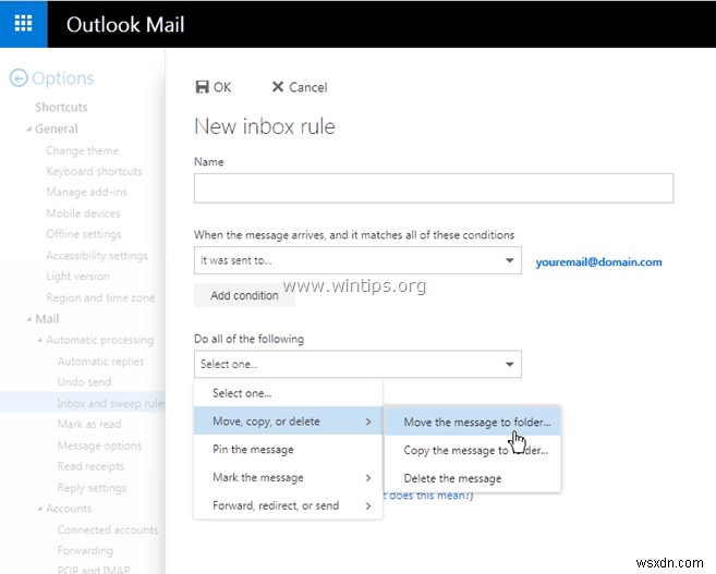 Outlook 메일에서 정크 메일 필터를 비활성화하는 방법(Outlook.com, Office365)