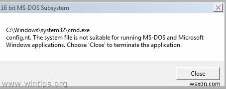해결 방법:시스템 파일이 MS-DOS 및 Windows 응용 프로그램 실행에 적합하지 않습니다.