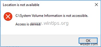 해결 방법:C:\System Volume Information에 액세스할 수 없습니다. 액세스가 거부되었습니다.