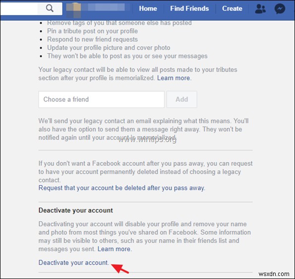 Facebook 계정 비활성화 또는 삭제 방법.