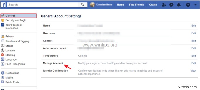 Facebook 계정 비활성화 또는 삭제 방법.