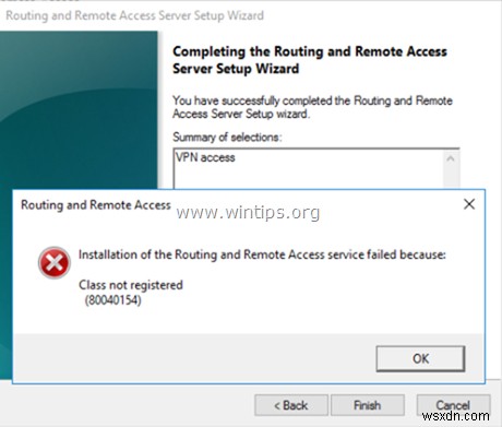 FIX:클래스가 등록되지 않았기 때문에 라우팅 및 원격 액세스 설치 실패 80040154 – Server 2016(해결됨) 