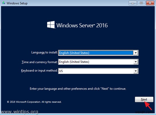 Windows Server 2016을 단계별로 설치하는 방법.