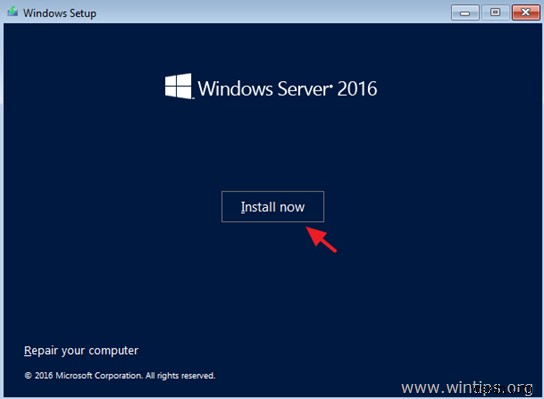 Windows Server 2016을 단계별로 설치하는 방법.