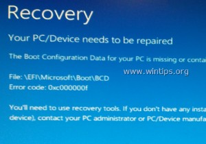 Windows 10/8/8.1에서 부팅 구성 데이터 누락 BSOD 오류 0x000000f 수정