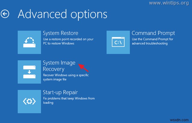 Windows 10, 8 또는 7 OS에서 시스템 이미지 백업을 복원하는 방법.