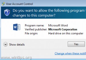 FIX:다음 프로그램이 이 컴퓨터를 변경하도록 허용하시겠습니까? Word 2013 또는 Excel 2013(해결됨)