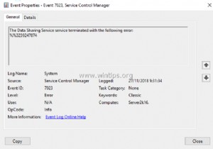 FIX:Server 2016에서 %%3239247874 오류로 데이터 공유 서비스 서비스가 종료되었습니다. (해결됨)