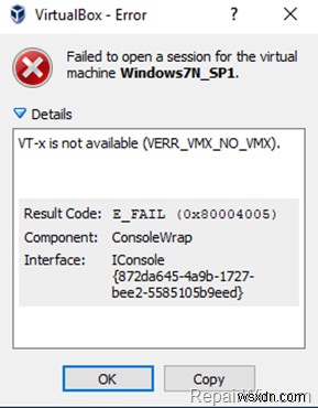 FIX:Windows 10에서 VirtualBox 오류 VT-x를 사용할 수 없음(해결됨)