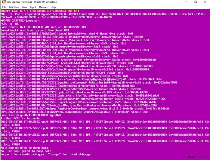 FIX PSOD:VirtualBox의 다른 PCPU에서 VMWare ESXi NMI IPI 패닉을 요청했습니다.