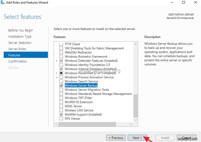 Windows Server 백업으로 Active Directory Server 2016/2012를 백업하는 방법.