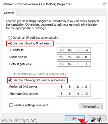 수정:WiFi에 유효한 IP 구성이 없습니다.