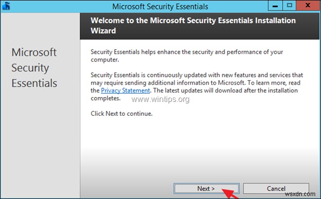 Server 2012/2012R2에 Microsoft Security Essentials를 설치하는 방법.
