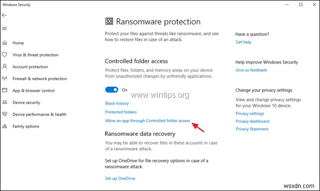 FIX:제어된 폴더 액세스가 프로그램이 메모리를 변경하지 못하도록 차단합니다. (해결됨)