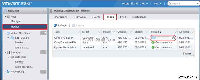 vSphere Hypervisor ESXi 6.7에서 가상 머신을 복제하는 방법.