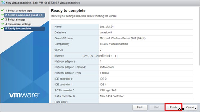 vSphere Hypervisor ESXi 6.7에서 가상 머신을 생성하는 방법 