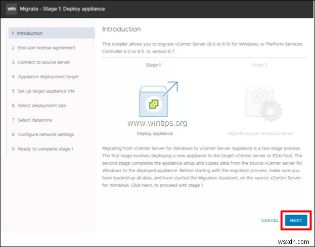 Windows의 VMware vCenter Server를 VCSA 6.7로 마이그레이션하는 방법