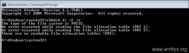 FIX:CHKDSK 명령에 읽을 수 있는 파일 할당 테이블이 없습니다(해결됨)