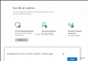 FIX:Windows Defender 위협 서비스가 중지되었습니다. 지금 다시 시작하십시오(해결됨)