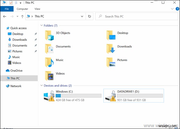 FIX:Windows 10에서 C 드라이브의 노란색 삼각형 경고(해결됨)