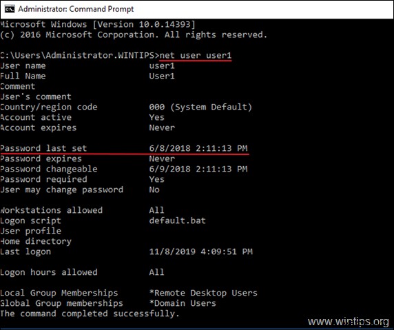 Active Directory Server 2016/2019에서 마지막 비밀번호 변경을 찾는 방법.