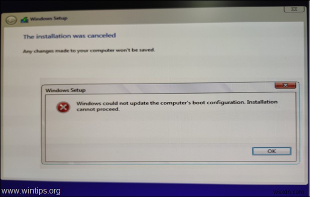 FIX:Windows에서 컴퓨터 부팅 구성을 업데이트할 수 없습니다. (해결됨)