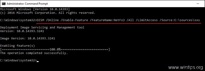 FIX:NET Framework 3.5 0xc004000d Server 2016 설치 오류. (해결됨)