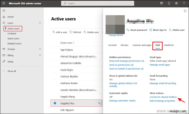 Office365에서 공유 사서함을 사용자 사서함으로 또는 사용자 사서함을 공유 사서함으로 변환하는 방법.