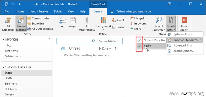 수정:Outlook 2016 검색이 작동하지 않습니다.