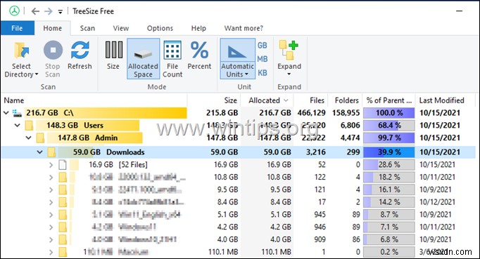 Windows 10에서 가장 큰 파일을 쉽게 찾는 방법은 무엇입니까?