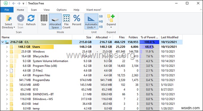 Windows 10에서 가장 큰 파일을 쉽게 찾는 방법은 무엇입니까?