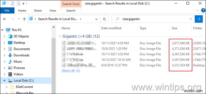 Windows 10에서 가장 큰 파일을 쉽게 찾는 방법은 무엇입니까?