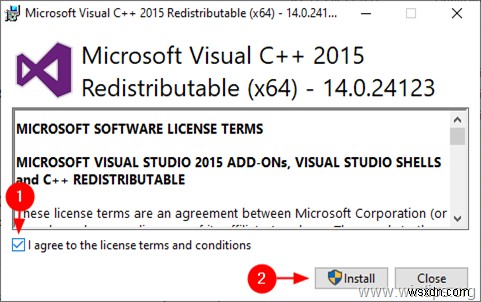 Visual C++ 2015 런타임 라이브러리 설치 방법.