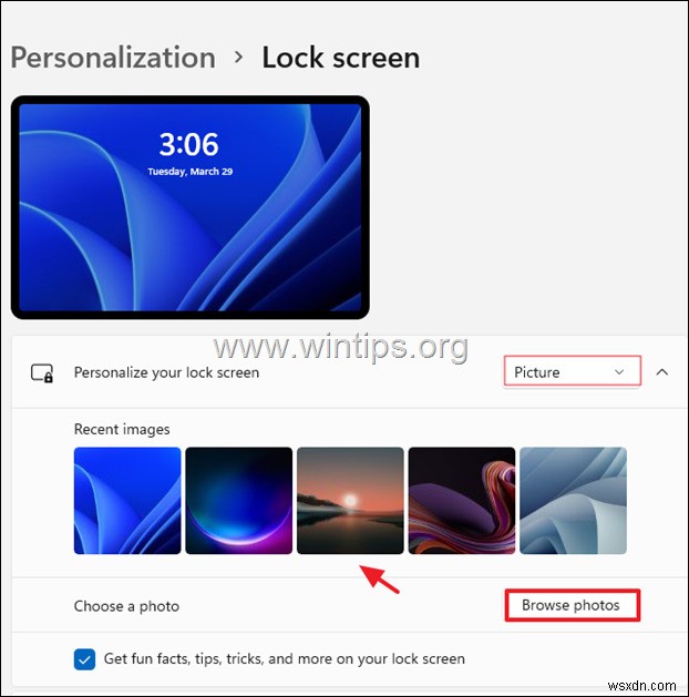 Windows 11에서 잠금 화면 배경을 변경하는 방법.