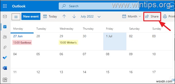 데스크톱 또는 웹에서 Outlook 일정을 공유하는 방법.