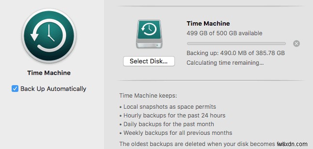 Time Machine을 사용하여 Mac 백업
