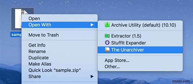 Mac에서 Zip, RAR, TAR 및 BIN 파일 열기