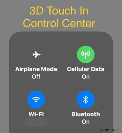 iOS 단축키:제어 센터에서 3D 터치 사용