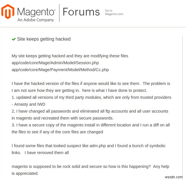 Magento 관리자 패널 해킹 – 원인, 증상 및 수정 사항