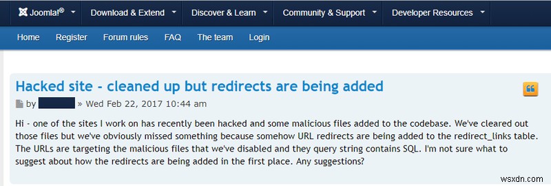 Joomla Malware Redirect Hack – 탐지 및 수정 방법